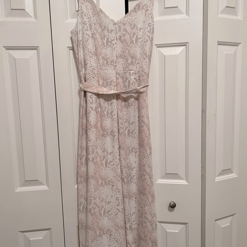 LOFT White Pink Snake Print Jumpsuit (6) - Picture 6 of 7